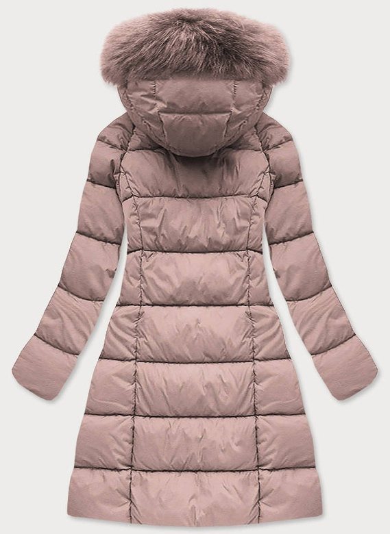 LONG QUILTED HOODED WINTER JACKET VINTAGE PINK (7751BIG)