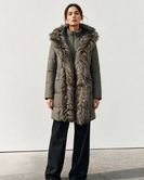 QUILTED HOODED JACKET KHAKI (AURA)