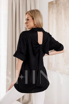 Stylowa czarna koszula z ozdobnymi plecami