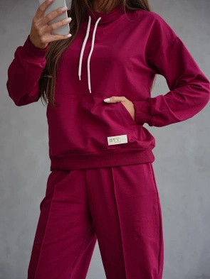 Bordowy bawełniany dres damski