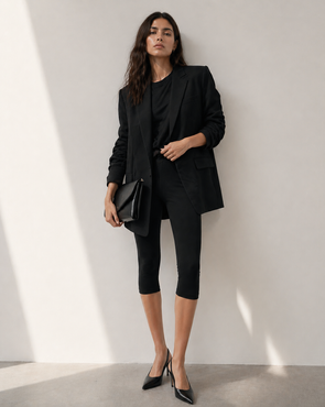 Czarne legginsy sportowe typu capri damskie