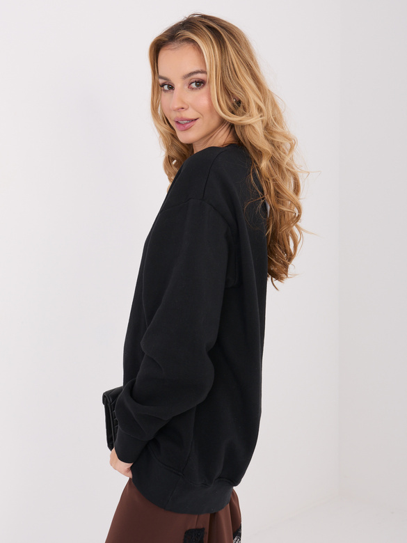 Ocieplana długa bluza basic czarna