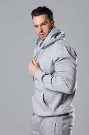 Jasnoszara męska bluza kangurka