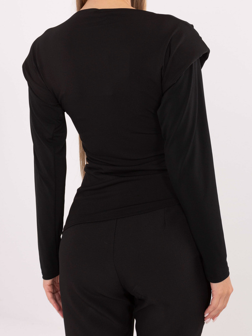 Czarna bluzka z poduszkami na ramionach