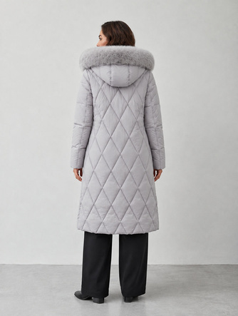 LONG WINTER HOODED JACKET GREY (7688BIG)