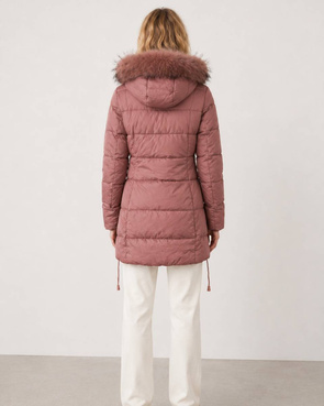 QUILTED HOODED JACKET VINTAGE PINK (7690)