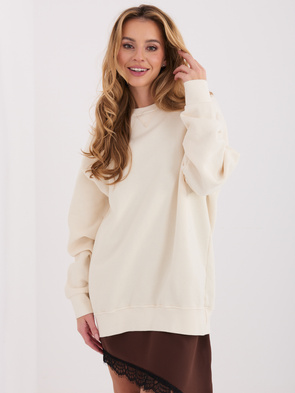 Ocieplana długa bluza basic ecru