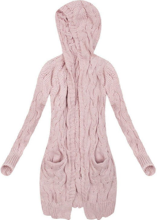 LONG HOODED JUMPER WITH POCKETS VINTAGE PINK (67ART)