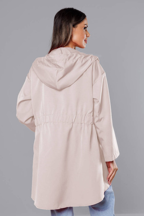 Cienka asymetryczna damska narzutka w kolorze jasnego beżu