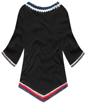 BLUZKA Z SZYDEŁKOWANYMI WSTAWKAMI CZARNA (ART11)