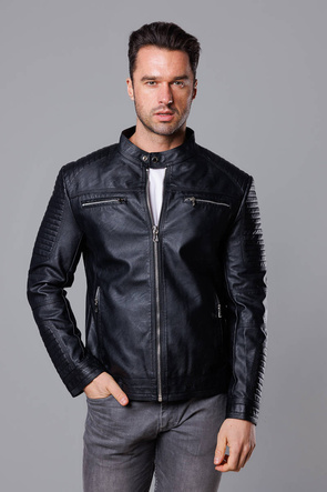 Męska kurtka typu biker w kolorze czarnym