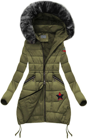 KURTKA ZIMOWA Z KAPTUREM KHAKI (R3595)