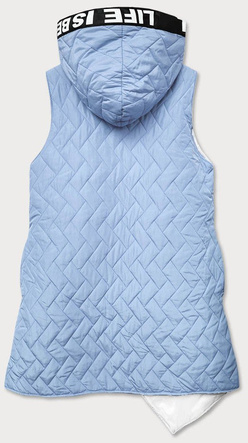 DŁUGA ASYMETRYCZNA KAMIZELKA DAMSKA NIEBIESKA (677ART)