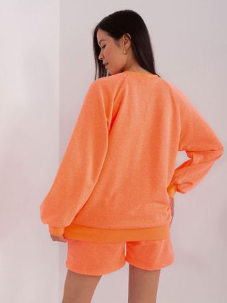 Komplet fluo pomarańcz - luźna bluza i szorty z kieszeniami