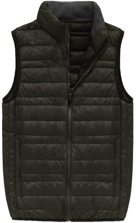 MĘSKA KAMIZELKA Z PUCHEM NATURALNYM KHAKI (5008)