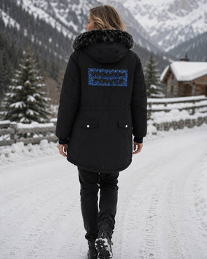 LONGER JACKET WITH HOOD BLACK (M8-757)