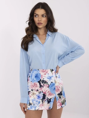 Niebiesko-różowe spódnico-szorty w kwiaty