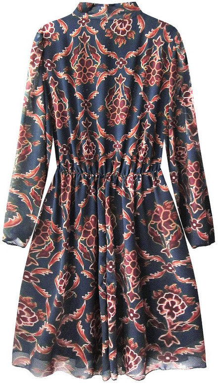 GEBLÜMT CHIFFON KLEID MARINEBLAU (10606)
