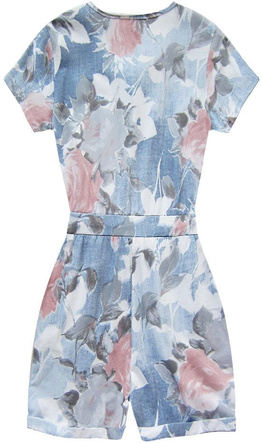 SHORT FLORAL PATTERNED JUMPSUIT BLUE (11007)