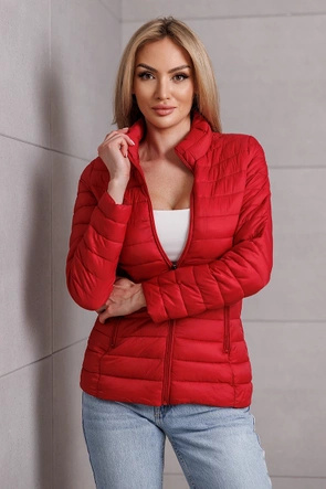 Pikowana kurtka ze stójką czerwona