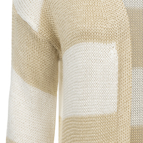 LONGLINE HOODED JUMPER WITH POCKETS WHITE-BEIGE (112ART)