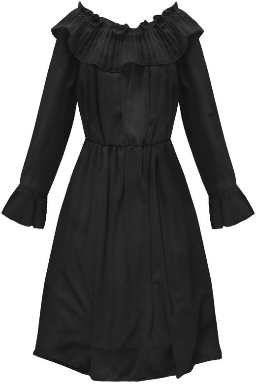 CHIFFON KLEID MIT RÜSCHEN SCHWARZ (139ART)