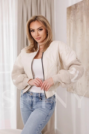 Ciemnobeżowa orginalna kurtka bomber damska