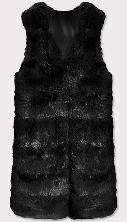 DŁUGA KAMIZELKA FUTRZANA DAMSKA CZARNA (BR9747-1)