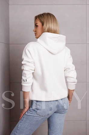 Luźna bluza z kapturem biała