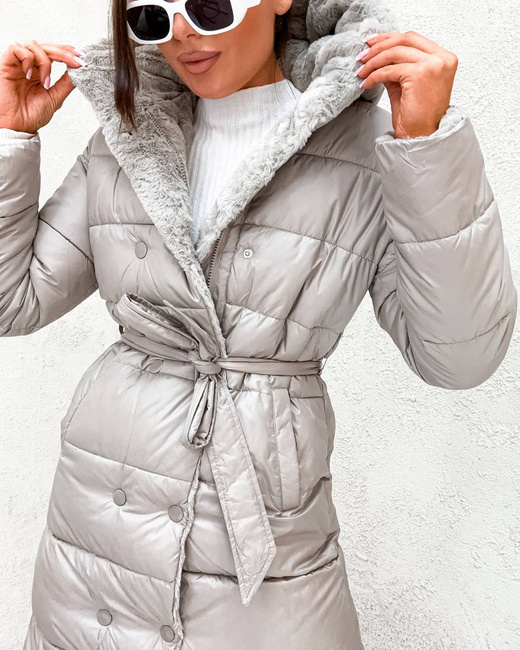 2w1 beżowa zimowa kurtka - futro