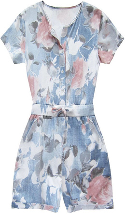 SHORT FLORAL PATTERNED JUMPSUIT BLUE (11007)