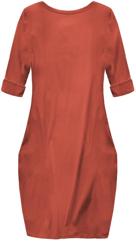 BAWEŁNIANA SUKIENKA OVERSIZE CEGLANA (144ART)