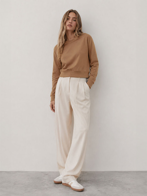 Damska cienka bluza dresowa cappuccino