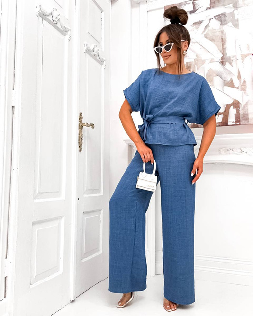Zwiewny komplet imitujący jeans