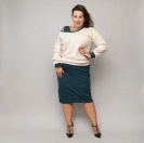 Dopasowana sukienka z bluzą plus size beż-zielony