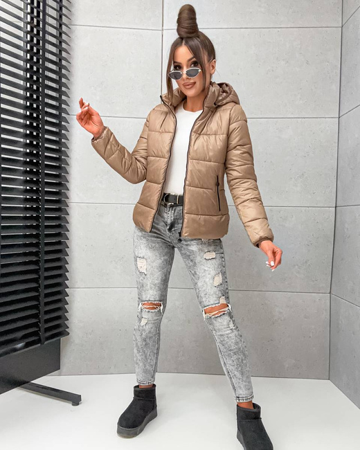 Klasyczna puchowa kurtka zimowa camel