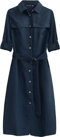 MIDI DRESS WITH BUTTONS AND BELT NAVY BLUE (293ART)