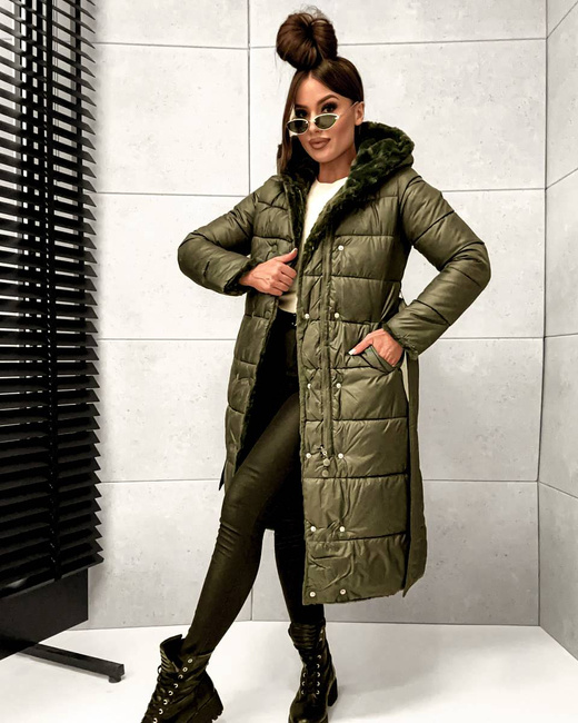 2w1 khaki zimowa kurtka - futro