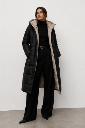LONG JACKET WITH HOOD BLACK (PM7231)
