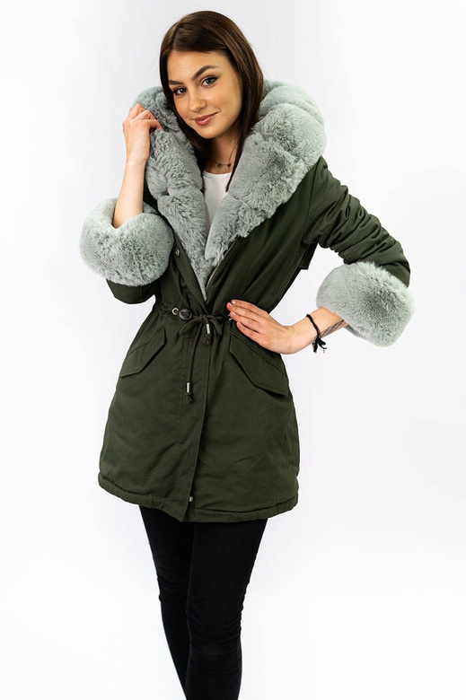 BAUMWOLLE PARKA MIT FELL KHAKI (XW793X)