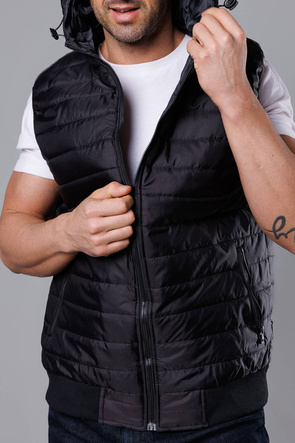 Męska kamizelka z kapturem w kolorze czarnym