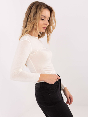 Kaszmirowy ecru longsleeve pod szyję