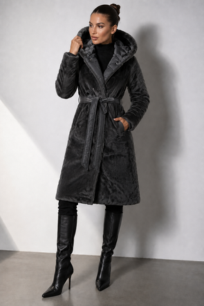 LONG JACKET WITH HOOD BLACK (PM7231)