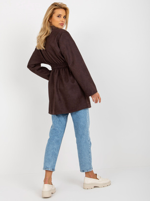 Damski płaszcz narzutka w kolorze ciemnobrązowym