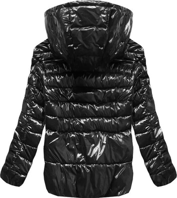 BŁYSZCZĄCA KURTKA OVERSIZE CZARNA (G6916)