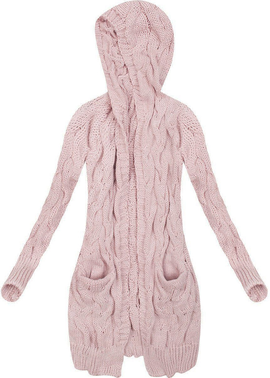 LONG HOODED JUMPER WITH POCKETS VINTAGE PINK (67ART)