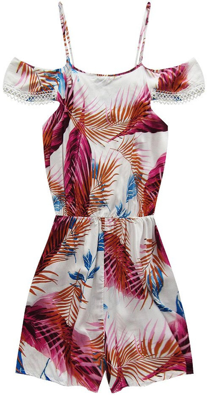 SHORT FLORAL PATTERNED JUMPSUIT BEIGE-PINK (71671#)