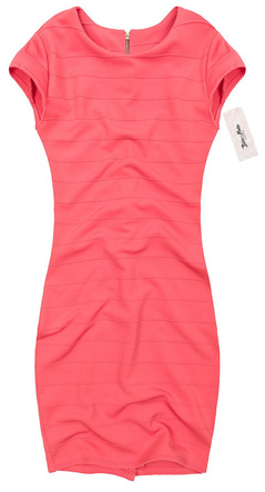ZIP BACK BANDAGE DRESS CORAL (210F)