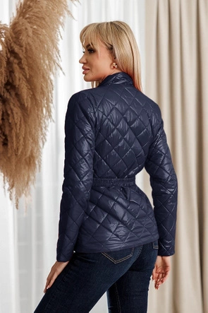 Taliowana kurtka z paskiem granatowa