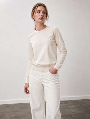 Cienka gładka bluza ecru